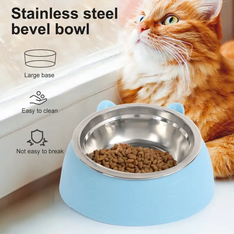 Stainless Steel 30 Degree Tilted Drinking Pet Food Bowl Detail 6