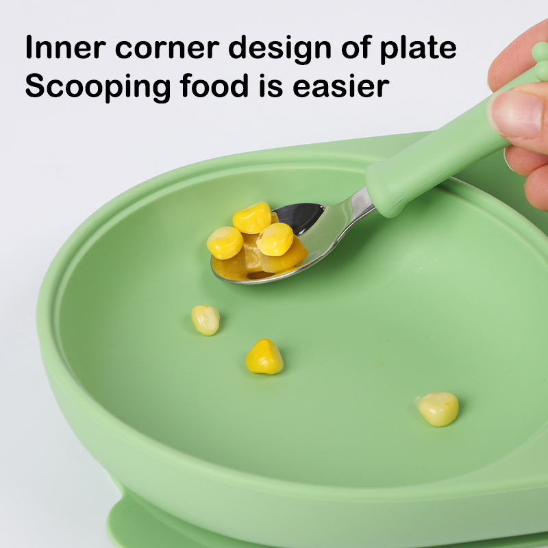 Customize Baby Feeding Set Divided Plates Bowl with Suction Silicone Baby Plates for Toddler Plato De Silicona Para Bebe