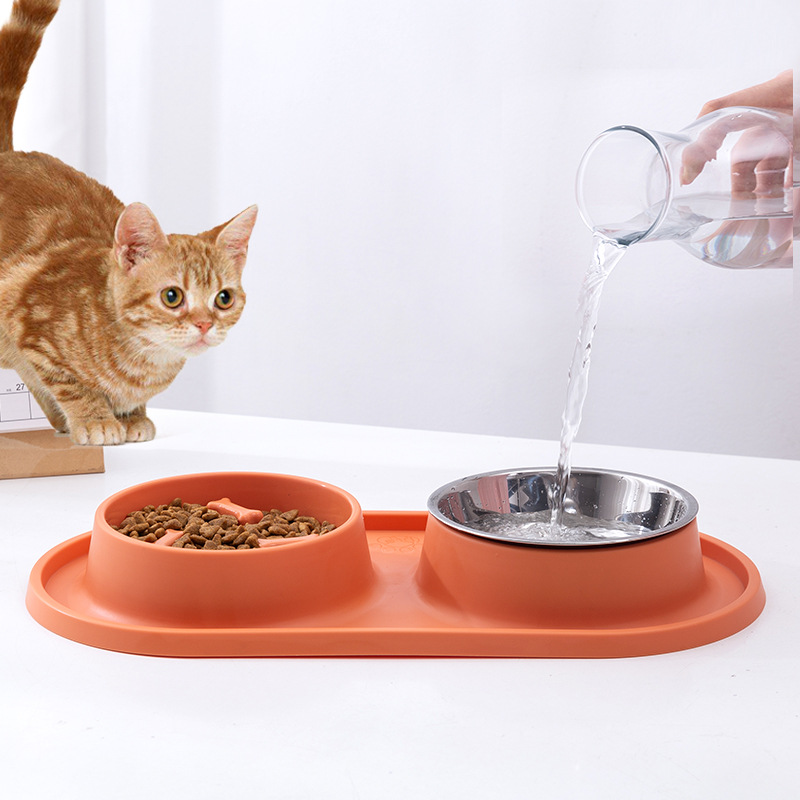 Dog Slow Food Bowl Stainless Steel Pet Bowl Small and Medium-sized Dog and Cat Food Bowl
