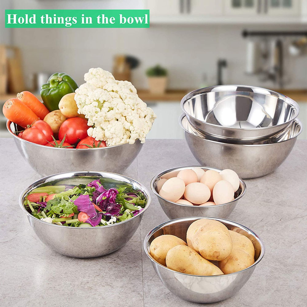 Refrigerator Food Storage Organizers Thicken Stainless Steel Mixing Bowls Set Baking Bowls Tray Meal Prep Bowls Kitchenware