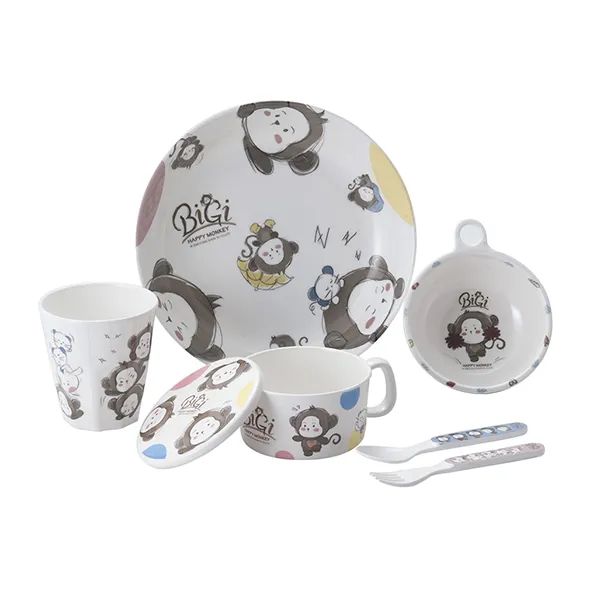 Cartoon Pattern Kids Serving Melamine Round Deep 8.5 Inch Dinner Breakfast Snack Cereal Serving Dish