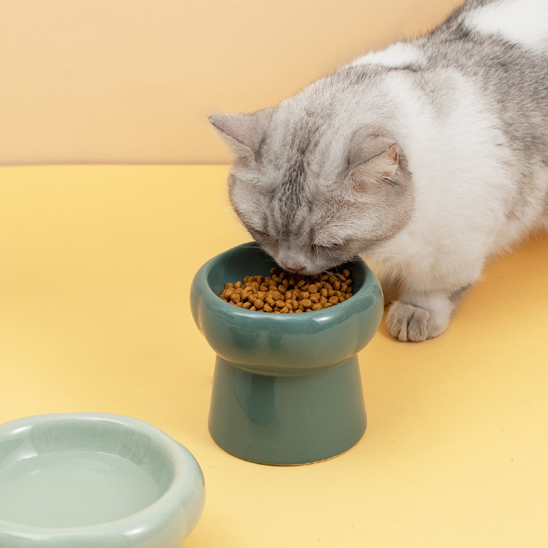 Doe Pet New Pet Slow Feeder Protect Cervical Spine Cartoon Style High Foot Ceramic Elevated Raised Dog Cat Tall Feed Bowls