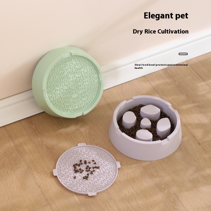 High Quality Anti-Choking Double-Decker Dog Bowl Automatic Pet Slow Food Feeder Rounded Silicone Design for Water Dry Plastic
