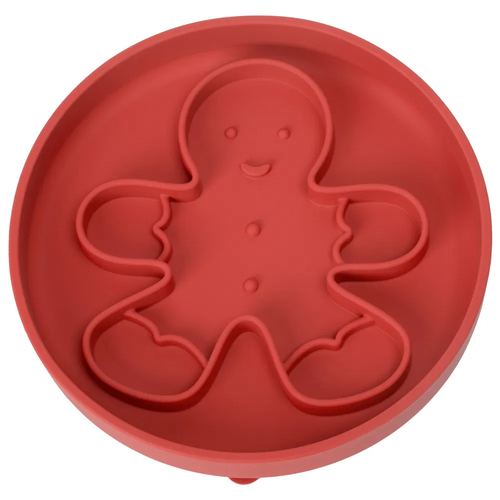 Christmas Design Eco-Friendly Silicone Slow Feeder Dog Bowl Durable Pet Feeder for Slow Eating Cats with Plate