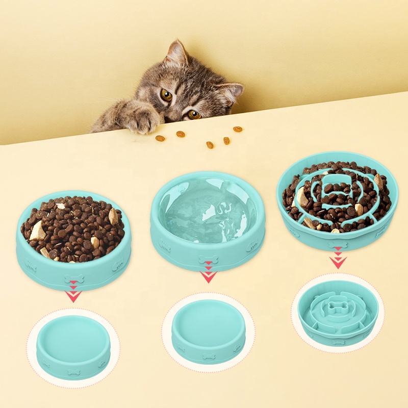 Silicone Pet Bowls Slow Food Feeding Water Bowl Portable Multifunctional Double Sided Slow Feeder Dog Cat Bowl