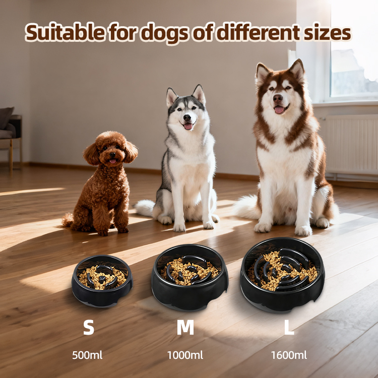 Portable 500ML 1000ML 1600ML Dog &amp; Cat Slow Food Feeder Bowl Choke-proof Non-slip Eco-Friendly Plastic Easy Clean Pet Supplies