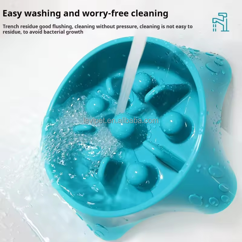 Slow Feeder Dog Bowl Anti-Slip Choking Slow Feeding Puzzle Bowl With Interactive Bone Shape Food Design Polypropylene Materia