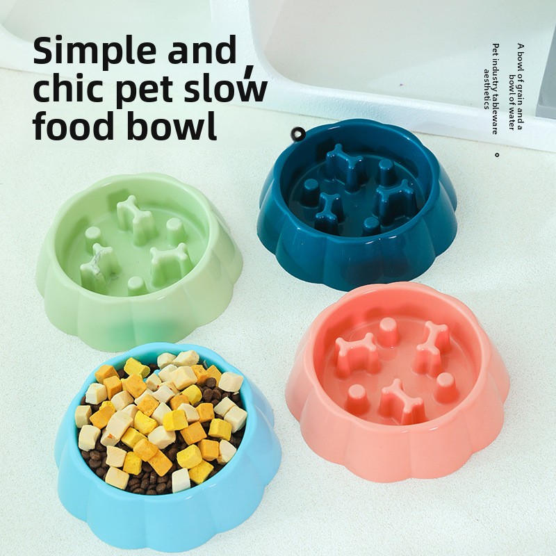 Eco-Friendly Lightweight Plastic Dog Slow Feeding Anti-Choking Bowl for Small &amp; Medium Puppies-Travel-Friendly
