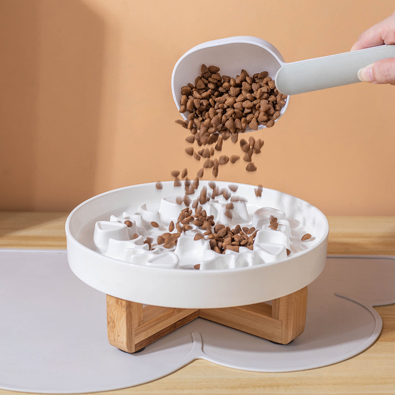 Ceramic Slow Feed Cat Bowl Anti-Choking Pet Dish With Fish Bone Pattern Slow Feeder Dog Bowl Ceramic Healthy Eating Dish