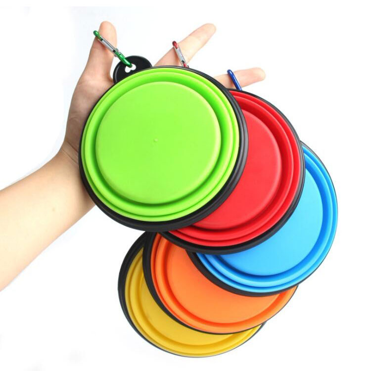 Portable Silicone Pet Bowl Silicone Slow Feeder Collapsible Sublimation Dog Bowl White Non slip Folding Dog Bowl
