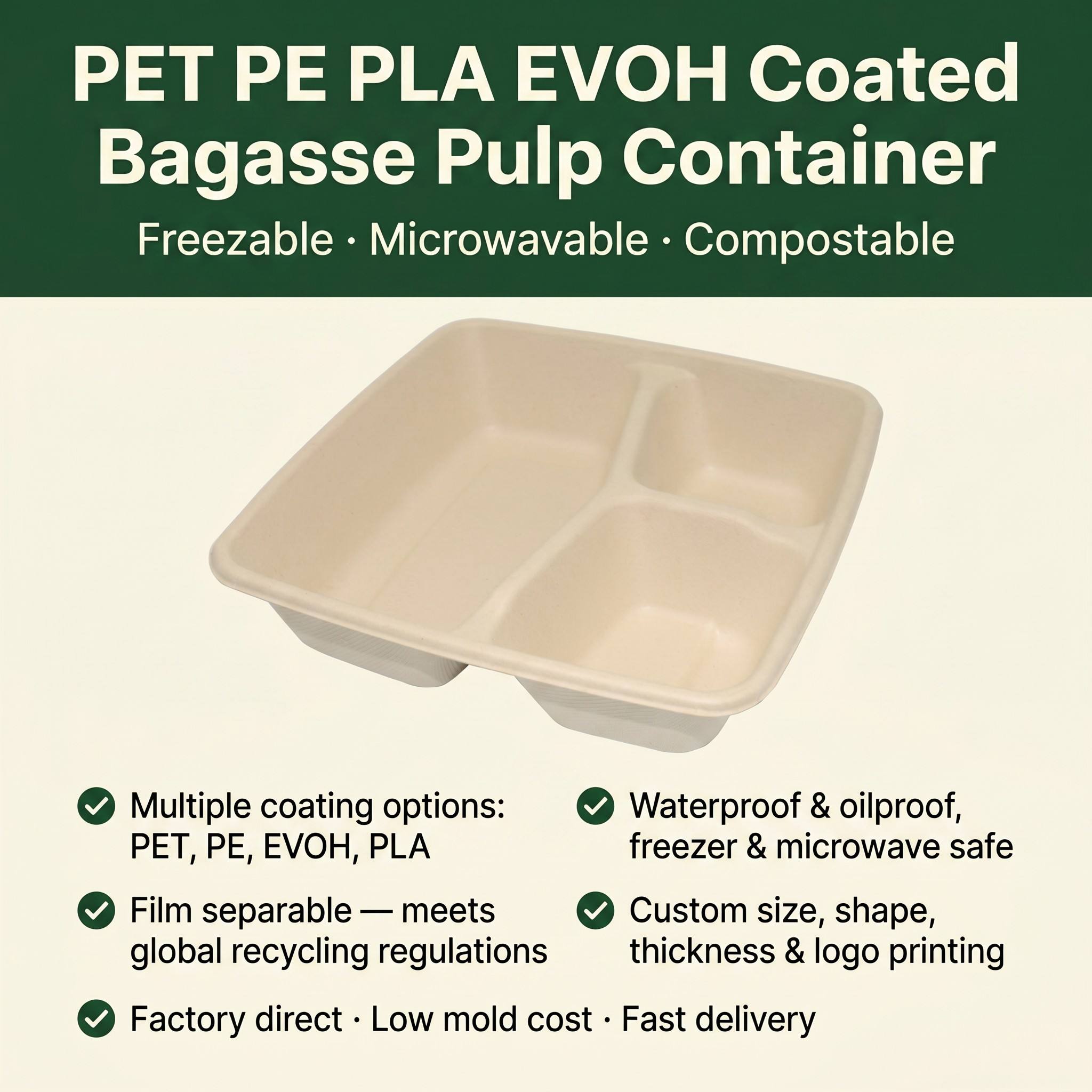 Bagasse Tray Model 2