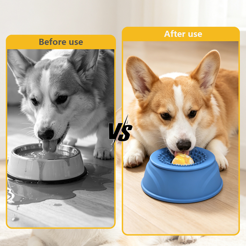 2026 New Silicone Slow Feeder Dog Bowls Liquid Treat Pet Bowl Lick &amp; Roll Bowl With Suction Cups Anti-Slip Dog Lick Mat