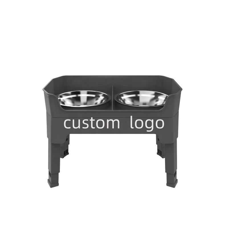 4 height elevated adjustable raised slow feeder dog bowls with spill-proof dog stand