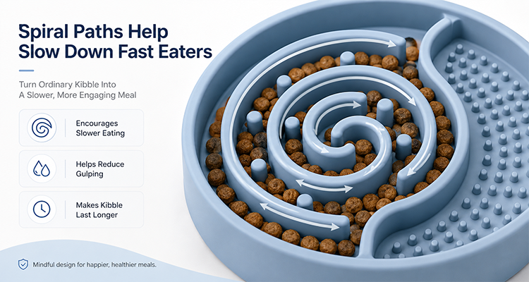 Spiral Maze For Slower Kibble Feeding