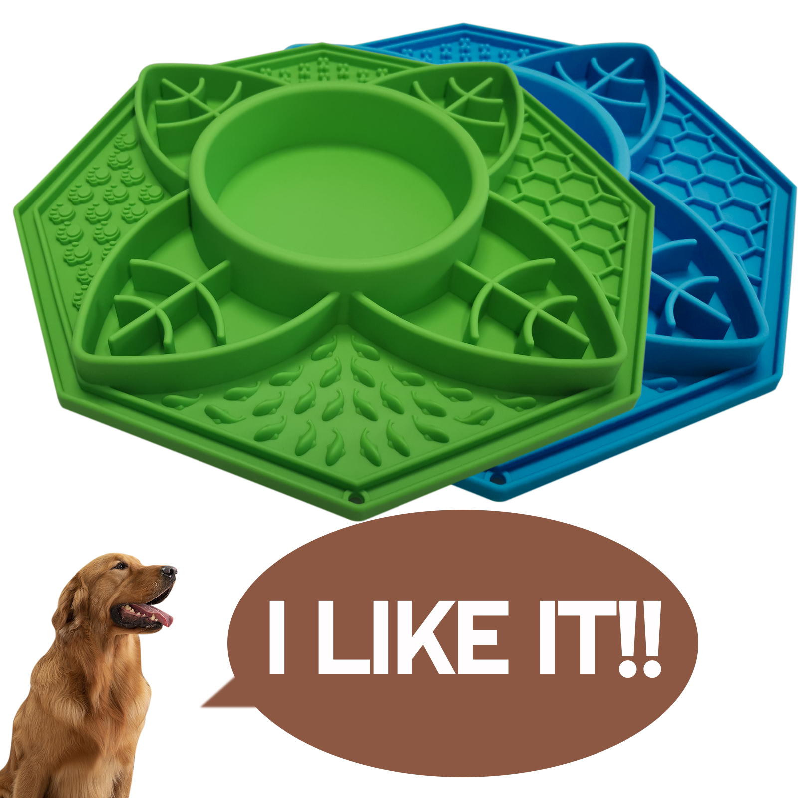 Custom Dog Lick Mat Bundle Octagon Silicone Slow Feeder with Suction Cups Lick Pad - BPA-Free Silicone Mat