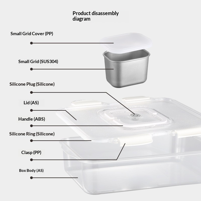 Portable Stainless Steel Divided Serving Tray Clear 8-Compartment Large Snackle Box Container
