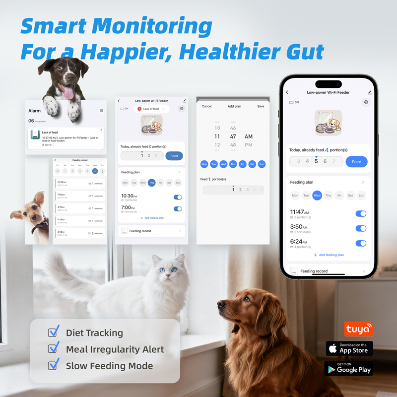 OEM 15L Wifi Large Dog Automatic Dog Feeder With Timer App Raised Dog Food Dispenser Visible Window Elevate Smart Pet Feeder