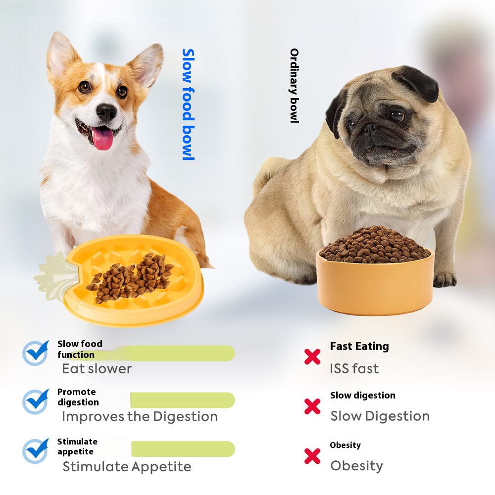 New Design Fruit Shaped Pet Slow Food BowlPlastic Stop Food Bowl Non-slip Pet Bowl Slow Food Bowl