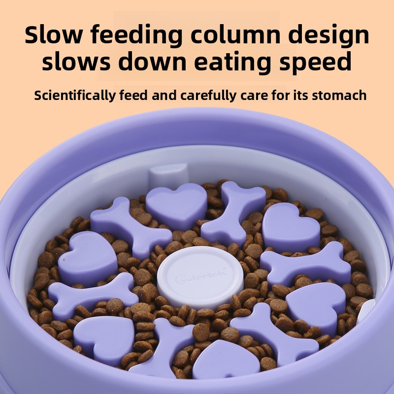 Cross-Border New Style Dog Slow-Feeding 2-in-1 Tip-Proof Non-Slip Food-grade PP Bowl with Suction Cup for Small/Medium Cats Dogs