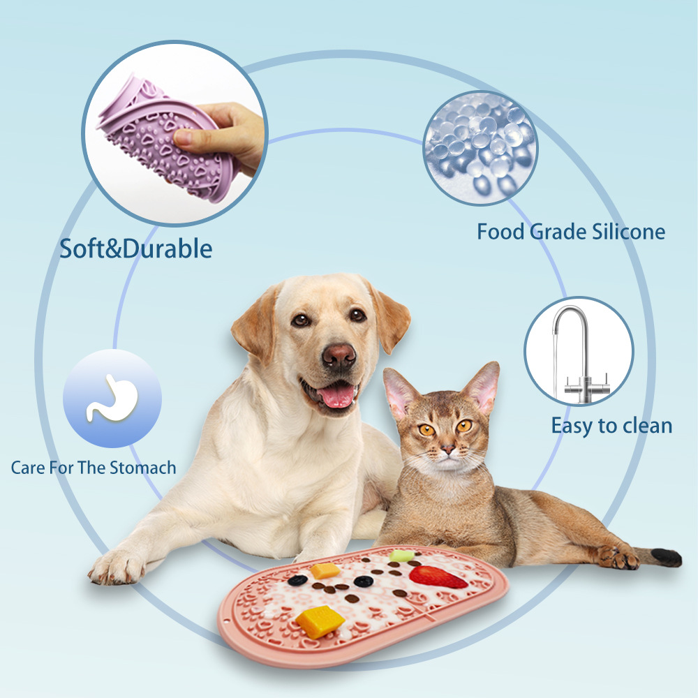Cross-Border Silicone Dog &amp; Cat Licking Mat with Slow-Feeding Suction-Cup Non-Slip &amp; Anti-Choking Features