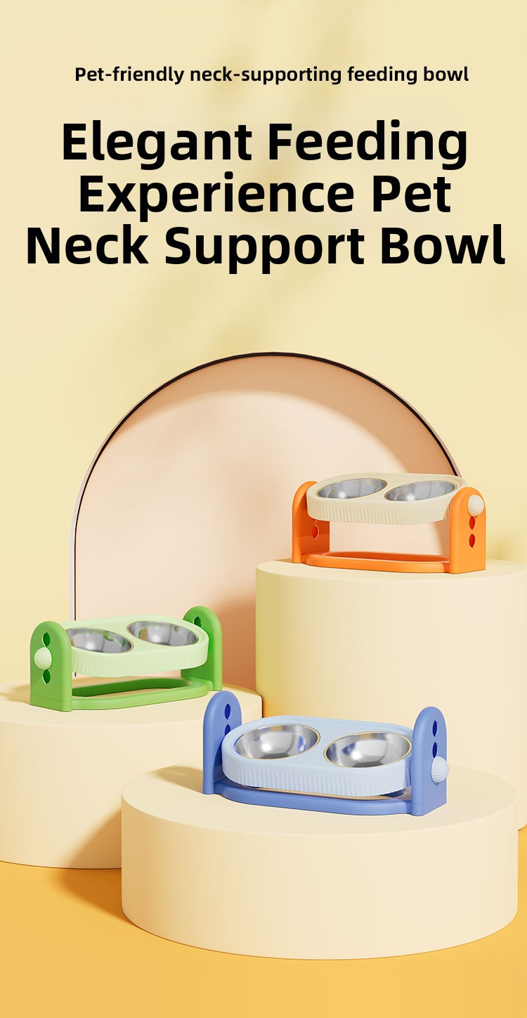 Adjustable Height Elevated Dog Cat Feeder PP Bowls Dual Tilted Easy to Clean Indoor Outdoor Travel Small Medium Large Pets