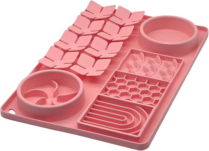 4 in 1 Silicone Dog Bowl Set Lick Mat &amp; Slow Feeder Pet Bowl Portable Water Food Feeders for Dogs