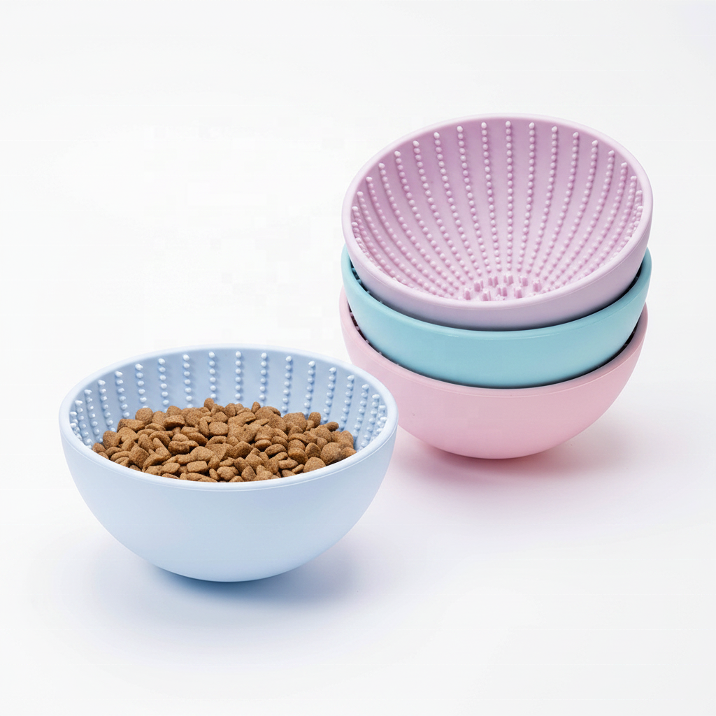 OEM ODM Custom Logo Food Grade Silicone Large 2-in-1 Lick Slow Feeder Dog Bowl for Pets