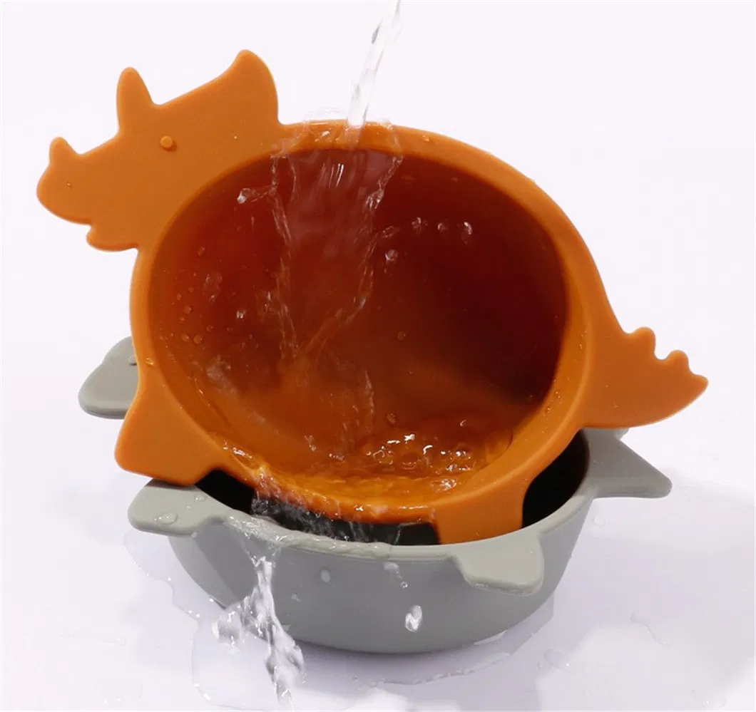 Dino Design Triceratops Food Grade Kids Toddlers Silicone Baby Feeding Plate Dish