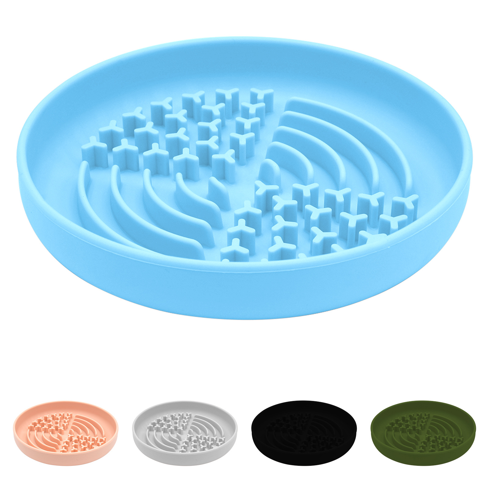 Cross-border Pet Slow-eating Bowl Round Silicone Suction Cup Non-slip Feeding Dish for Cats Dogs Pet Feeding