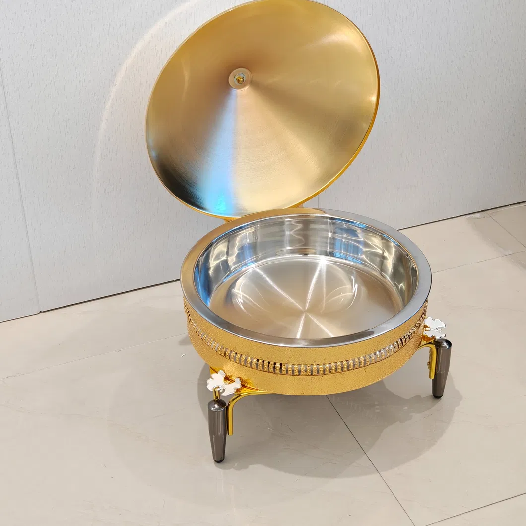 Decorative Gold Diamond Pattern Chafing Dish Inside view
