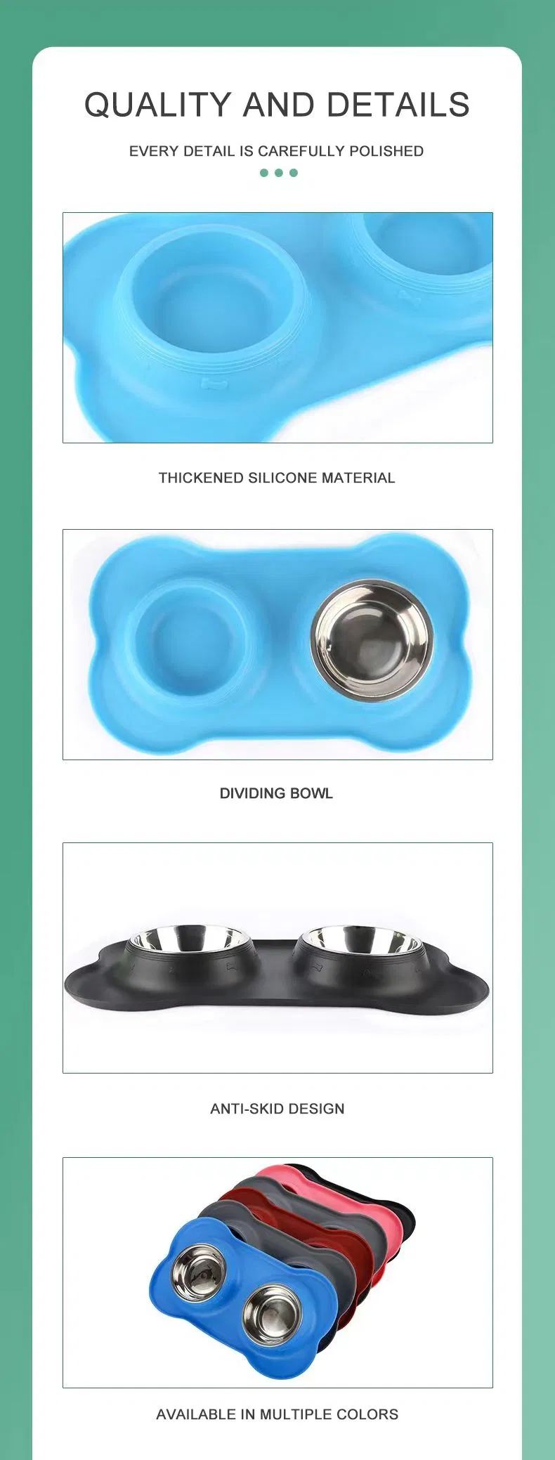 Elevated Whisker Friendly Tilted Flat Silicone Double Feeder Bowl Dimensions