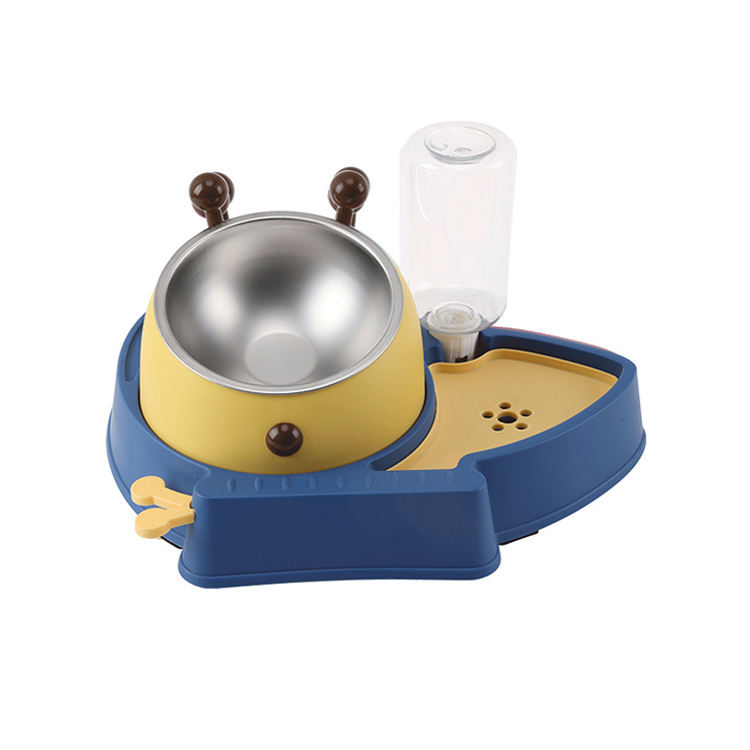 2-in-1 Plastic Anti-Splash Non-Slip Dog Puzzle Food and Water Bowl with Separated Design for Slower Feeders