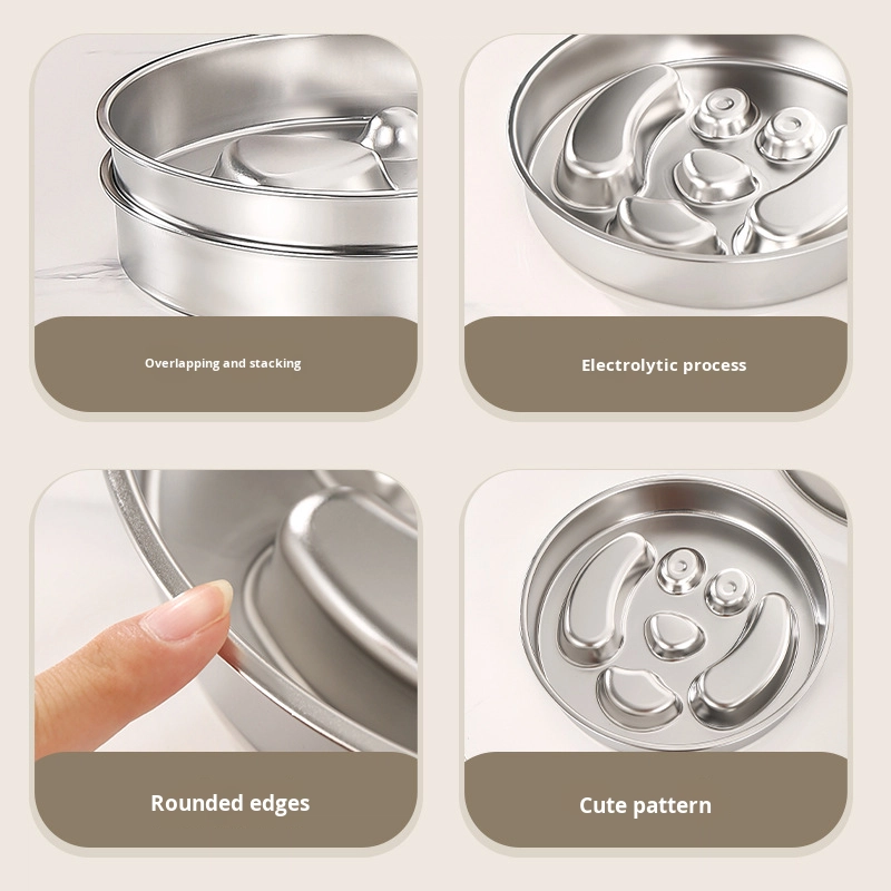 Large-Capacity Modern Stainless Steel Solid Pet Food Bowl Eco-Friendly Anti-Spill Slow-Feeding Waterproof Non-Slip Design for