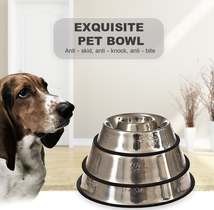 Non Skid Non Spill Pet Feeder Stand Stainless Steel Dog Food Bowl Metal Pet Food Bowl