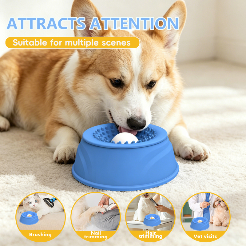 2026 New Silicone Slow Feeder Dog Bowls Liquid Treat Pet Bowl Lick &amp; Roll Bowl With Suction Cups Anti-Slip Dog Lick Mat