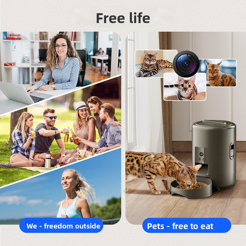 2L Smart Automatic Pet Feeder, WiFi APP Control, Timed Portion Feeding, Video Monitoring, ABS Cat Dog Food Dispenser