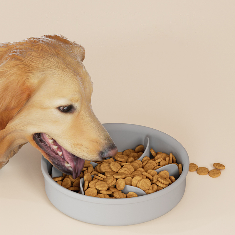 Pet Eco-Friendly Silicone Dog Food Bowl Slow Feeding Anti-Upset Anti-Choking Small &amp; Large Sizes Solid Design