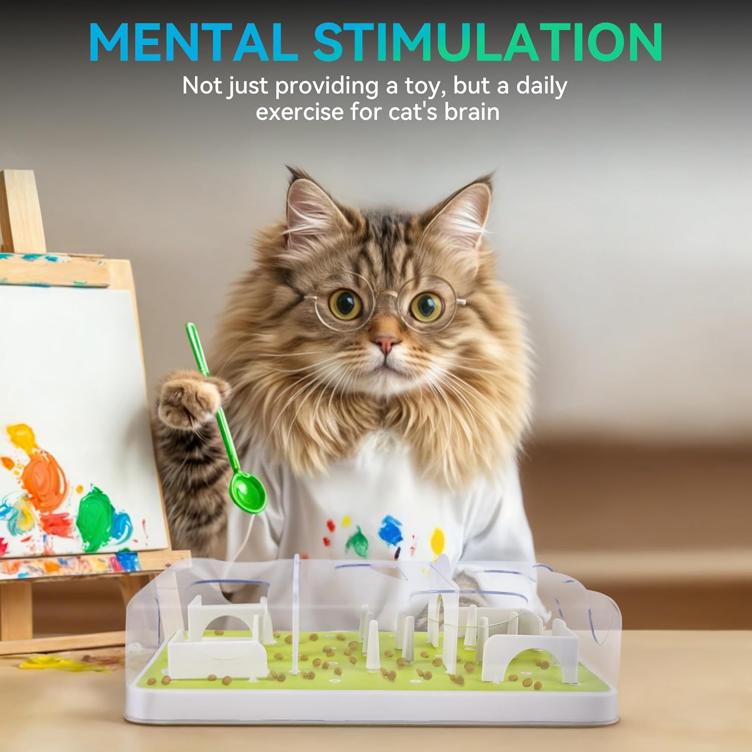 Interactive Cat Puzzle Feeder &amp; Slow Feed Toy Mental Stimulation Treat Dispenser Maze, Enrichment &amp; Cat Food Toy