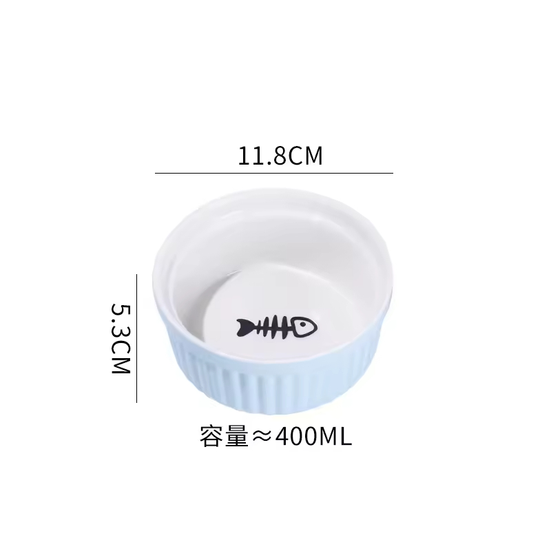 Ceramic Pet Feeding Bowl for Cats Dogs with Stand Tilted