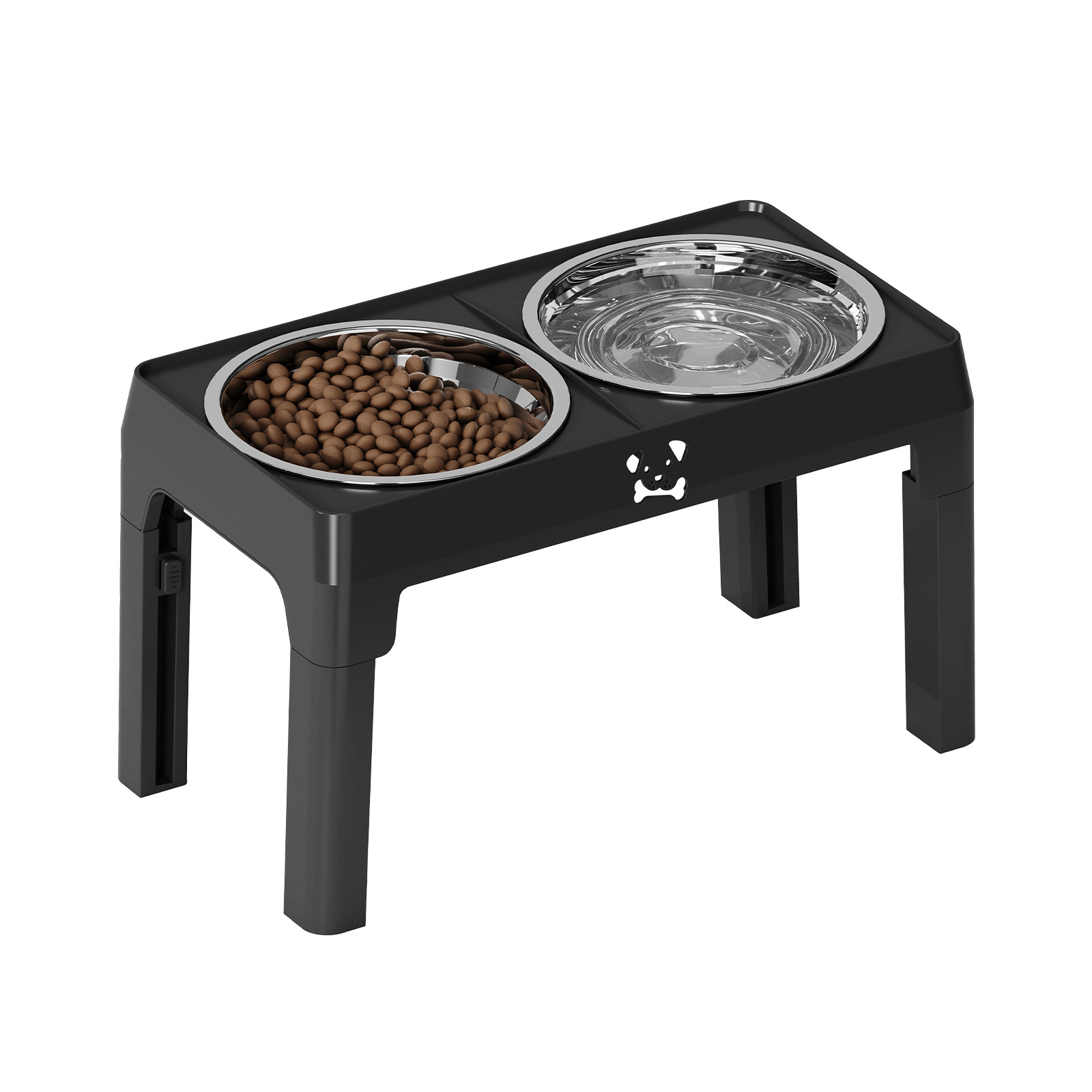 Height Adjustable Pet Double Slow Feeder Adjustable Elevated Stainless Steel Dog Elevated Bowl for Cats Dogs Food With Stand