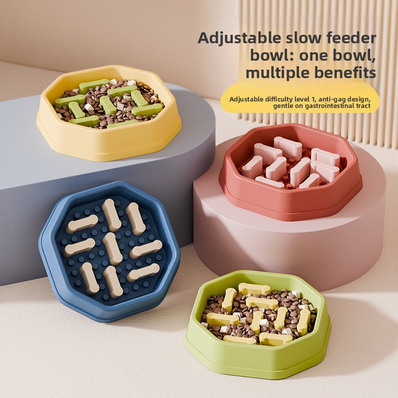 Slow Feeder Bowl for Dogs &amp; Cats Anti-Choke Adjustable Difficulty Anti-Tip PP Material Pet Feeding Bowl