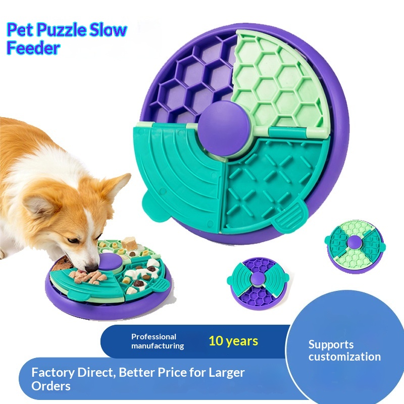 Double-layer Puzzle Pet Slow Feeding Anti-Choking Bowl with Multi-function Licking Plate for Dogs &amp; Cats