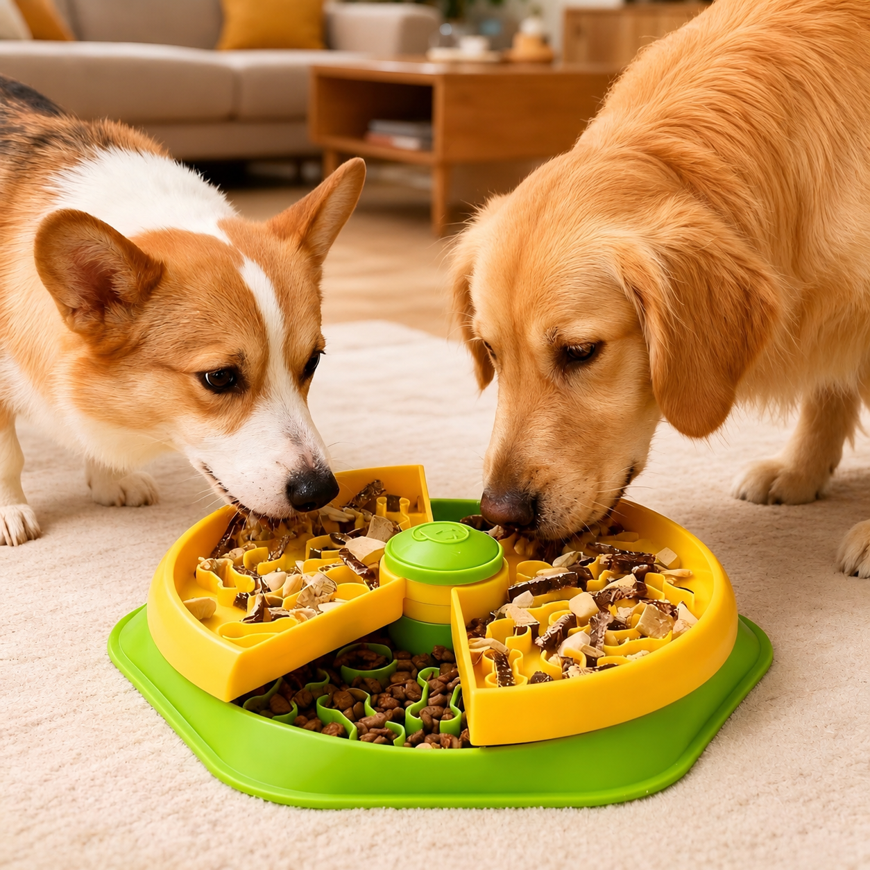 Cat Dog Rotatable Slow Feeder Puzzle Bowl Durable ABS Plastic Interactive Treat Dispenser for Mental Stimulation
