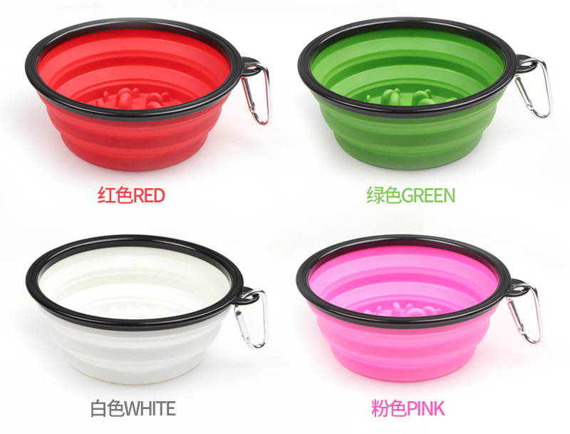 Custom Anti-choking Slow Feeding Dog Bowl cat and Dog Water and Food Dual-use Outdoor Portable Folding Pet Slow Feeding Bowl