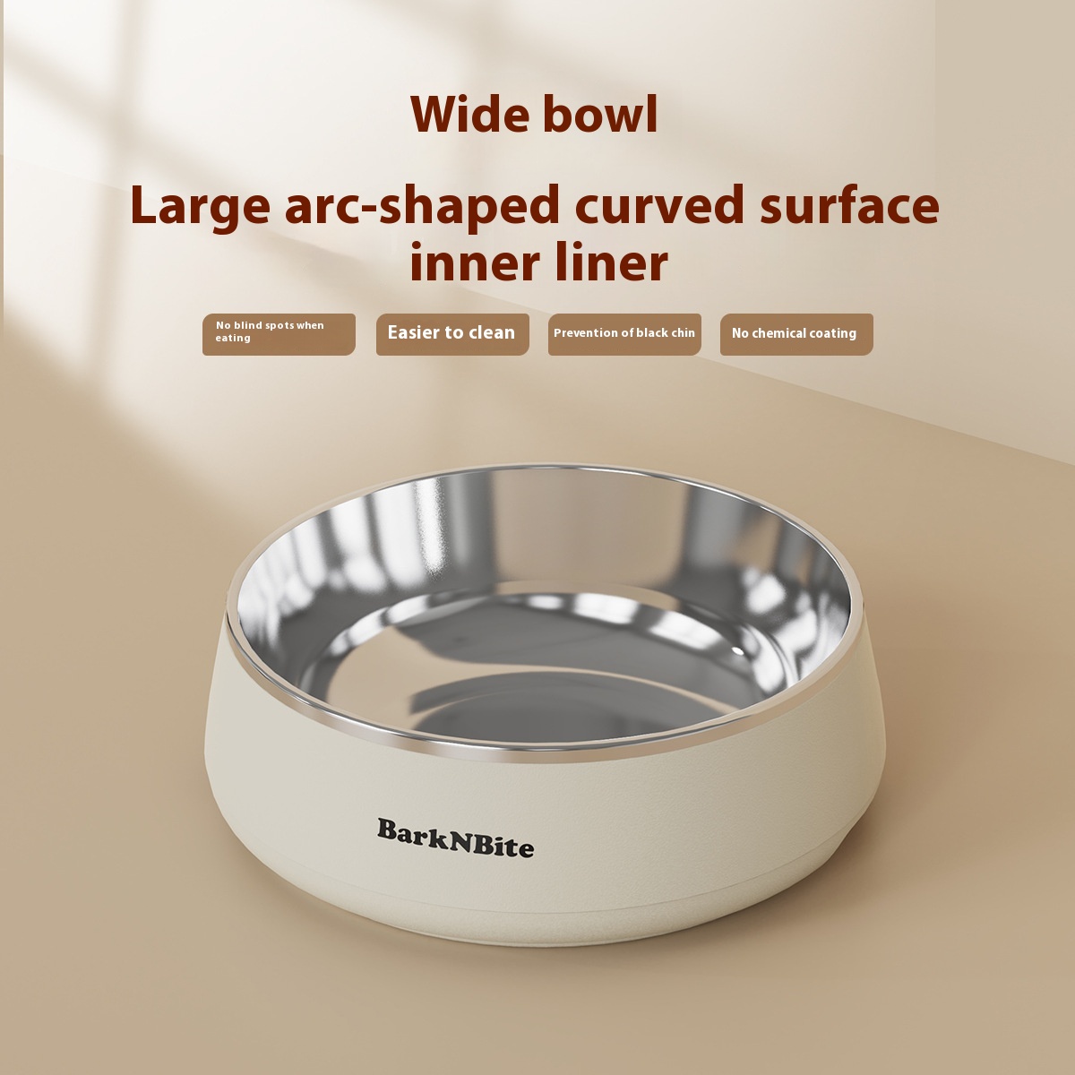 304 Stainless Steel Dog Bowl Eco-Friendly Slow Food Bowl Medium Large Dogs Anti-Knock Waterproof IPX5 Rounded Pet Supplies