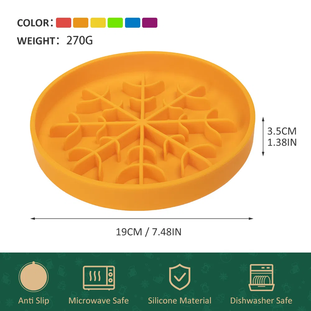 New Christmas Collection Cute Dog Silicone Slow Feeder Eco-Friendly Tulip Flower Round Pet Lick Mat with Anti-Slip Bottom