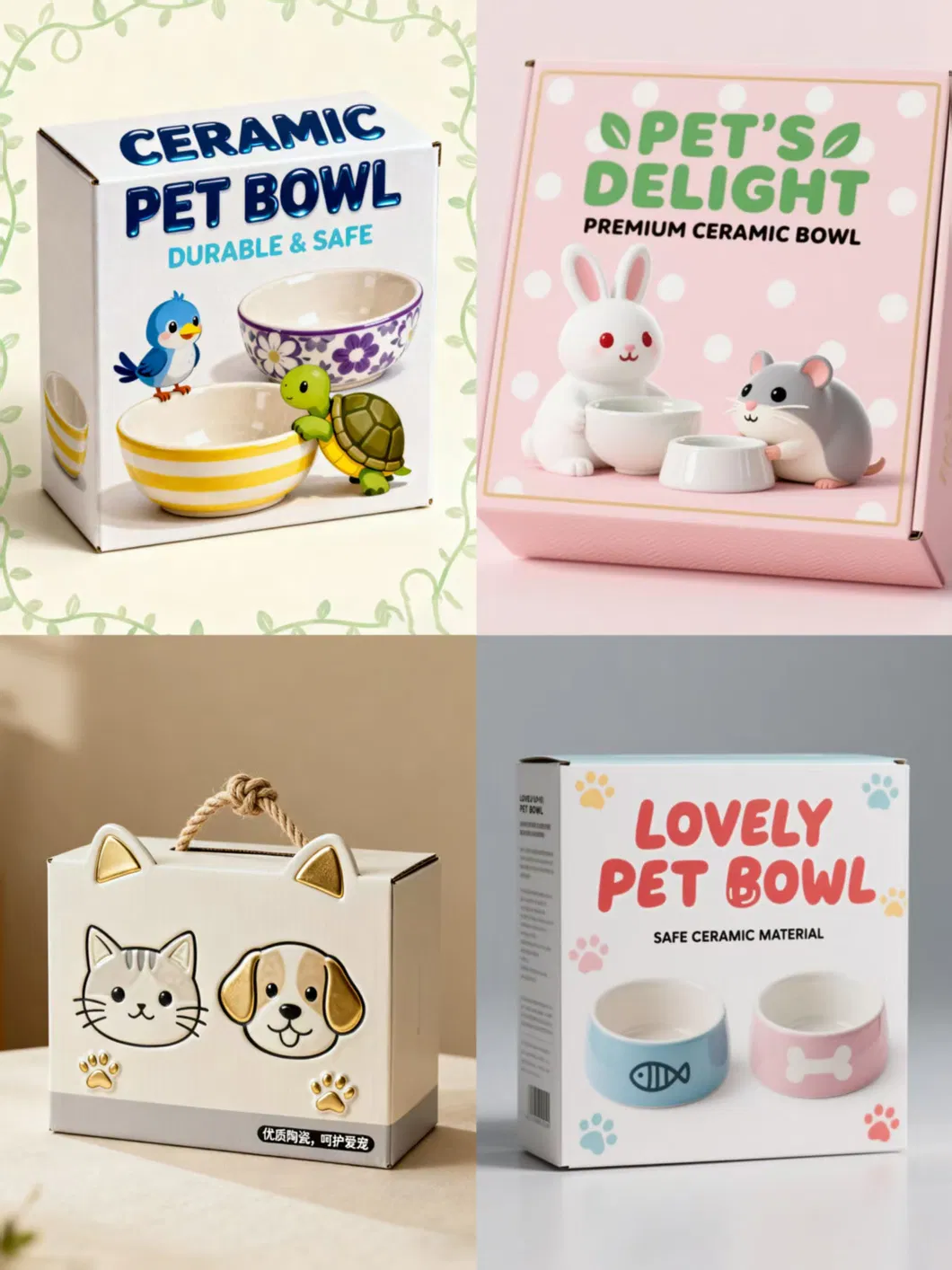 Ceramic Porcelain Stoneware Pet Dog Puppy Cat Kitten Feeding Food Water Wide Bowl Dish