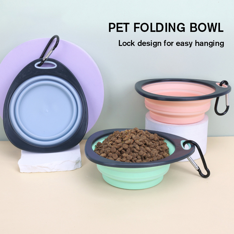 Collapsible Pet TPR Dog Food Water Bowl Outdoor Camping Travel Portable Folding Pet Bowl Dishes With Carabiner Pet Products