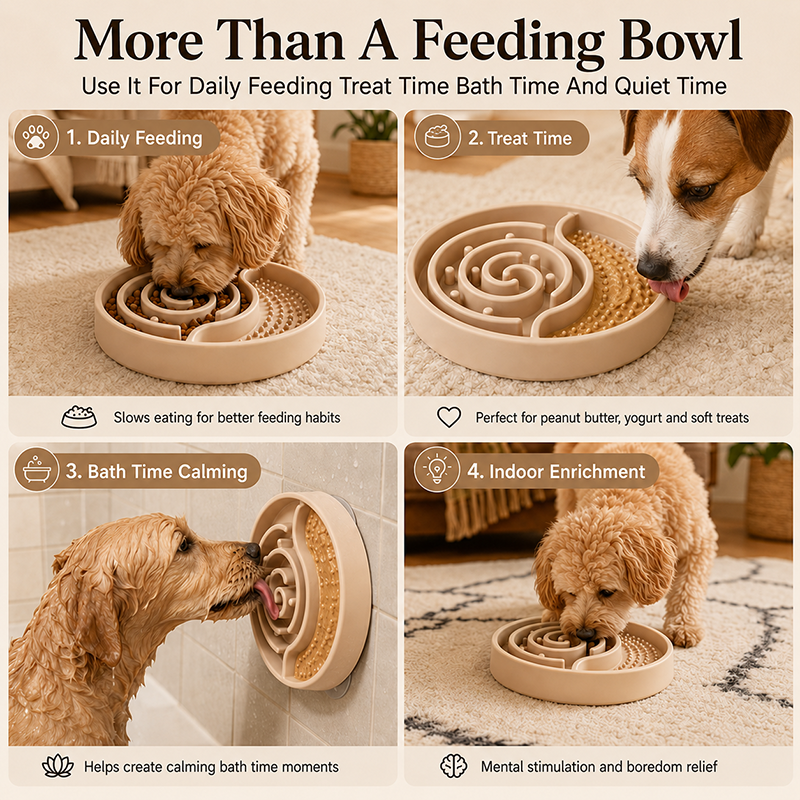 Silicone Slow Feeder Dog Bowl With Lick Mat 2-in-1 Pet Enrichment Bowl For Wet Dry Food Custom Logo Pet Supplies Wholesale
