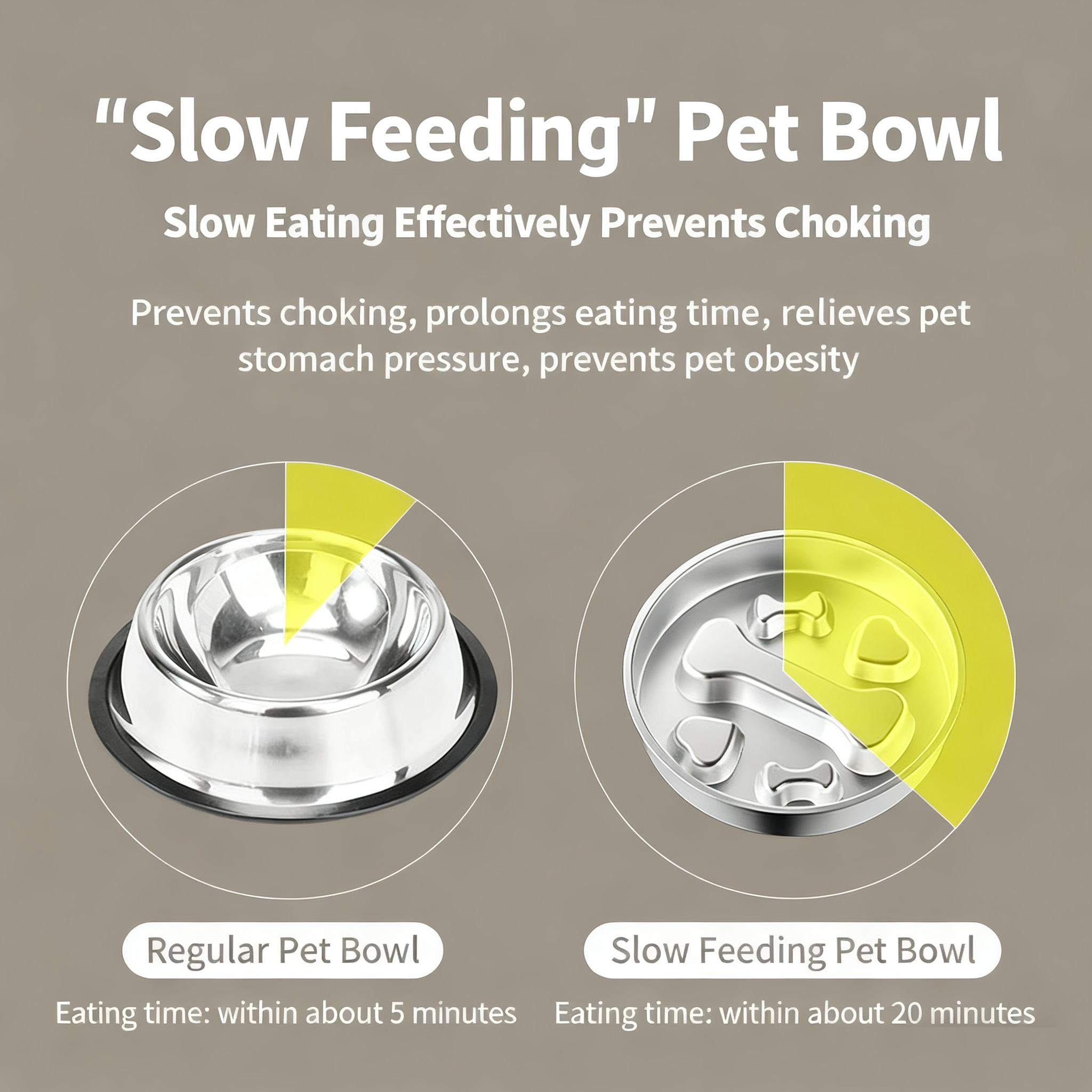 Stainless Steel Non-slip Pet Food Bowls for cat Dog Eco-friendly Easy Clean Pet Eating Slow Bowl